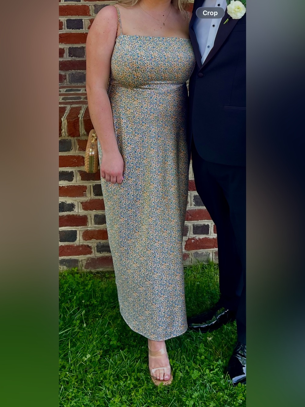 Park & Fifth Floral Slip Midi Dress with Orange Accents